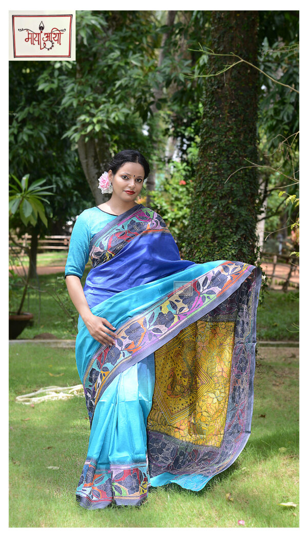 Pure Bangalore Silk Dyed Nakshi Kantha Saree