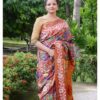 Pure Zari Tussar All Over Nakshi Kantha Work Saree - Image 3