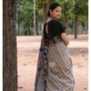 Pure Bishnupuri Katan Silk Baul Kantha Saree - Image 3